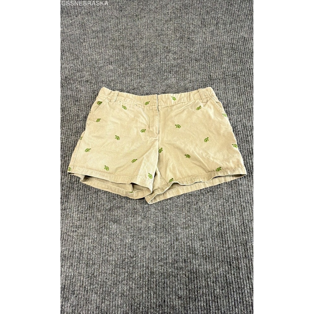 J.Crew Khaki Women's Chino Critter Shorts Sea Turtle Embroidered - Size 4